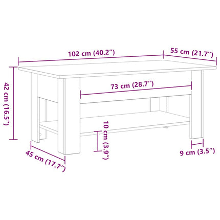 Kaffeebord Svart Ek 102 x 55 x 42 cm Konstruerat trä