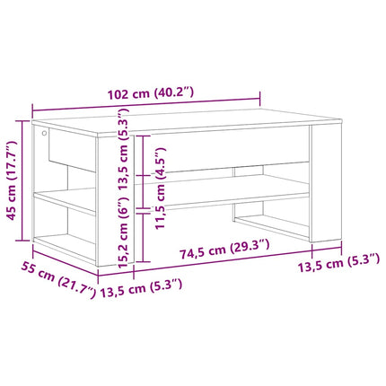 Kaffeebord Svart Ek 102 x 55 x 45 cm Konstruerat trä