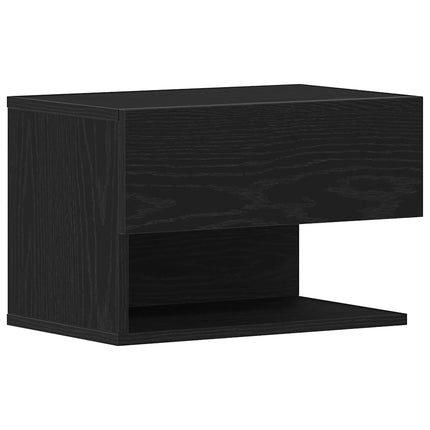 Nattduksbord med låda Svart Ek 46 x 30 x 30 cm Konstruerat trä