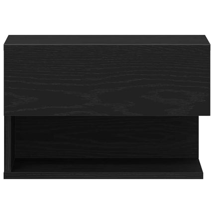Nattduksbord med låda Svart Ek 46 x 30 x 30 cm Konstruerat trä
