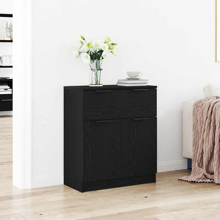 Sideboard med låda Svart Ek 60 x 30 x 70 cm Konstruerat trä
