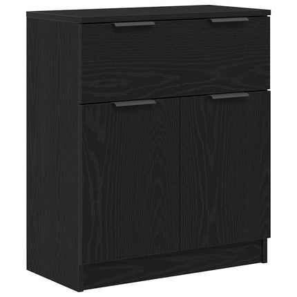 Sideboard med låda Svart Ek 60 x 30 x 70 cm Konstruerat trä