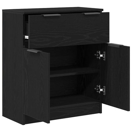 Sideboard med låda Svart Ek 60 x 30 x 70 cm Konstruerat trä