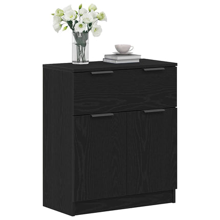 Sideboard med låda Svart Ek 60 x 30 x 70 cm Konstruerat trä