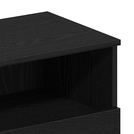 Nattduksbord 2 pcs Svart Ek 40 x 35 x 65 cm Konstruerat trä