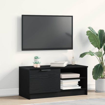 TV-skåp Svart Ek 80 x 35 x 36,5 cm Konstruerat trä