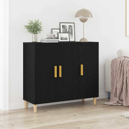 Sideboard Svart Ek 90 x 34 x 80 cm Konstruerat trä