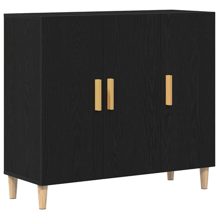 Sideboard Svart Ek 90 x 34 x 80 cm Konstruerat trä