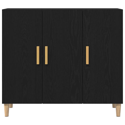 Sideboard Svart Ek 90 x 34 x 80 cm Konstruerat trä