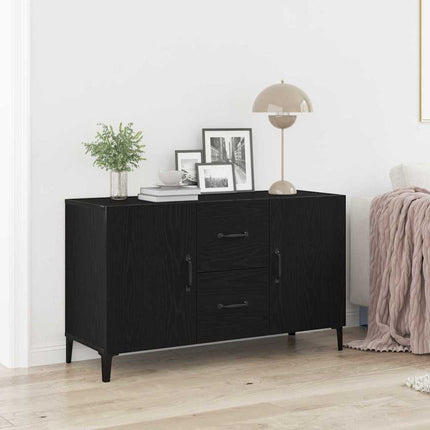Sideboard med låda Svart Ek 100 x 36 x 60 cm Konstruerat trä