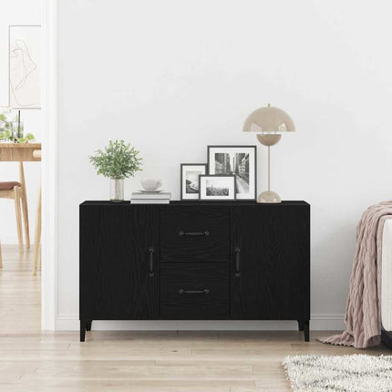 Sideboard med låda Svart Ek 100 x 36 x 60 cm Konstruerat trä