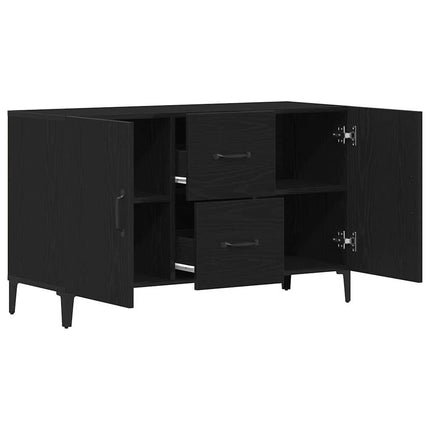 Sideboard med låda Svart Ek 100 x 36 x 60 cm Konstruerat trä