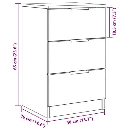 Nattduksbord med låda Svart Ek 40 x 65 x 65 cm Konstruerat trä