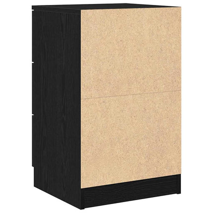 Nattduksbord 2 st Svart Ek 40 x 65 x 65 cm Konstruerat trä