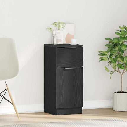 Sideboard med låda Svart Ek 30 x 30 x 70 cm Konstruerat trä