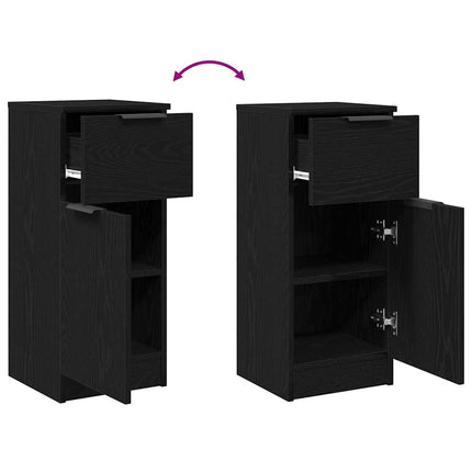 Sideboard med låda Svart Ek 30 x 30 x 70 cm Konstruerat trä