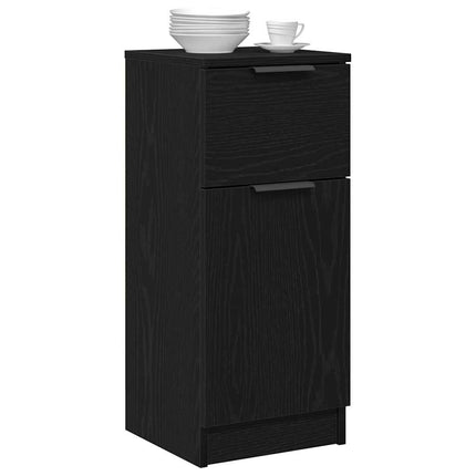 Sideboard med låda Svart Ek 30 x 30 x 70 cm Konstruerat trä