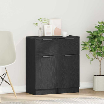 Sideboard 2 st Svart Ek 30 x 30 x 70 cm Konstruerat trä