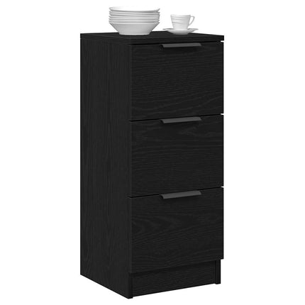 Sideboard med låda Svart Ek 30 x 30 x 70 cm Konstruerat trä