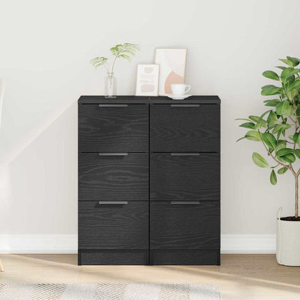 Sideboard 2 pcs Svart Ek 30 x 30 x 70 cm Konstruerat trä