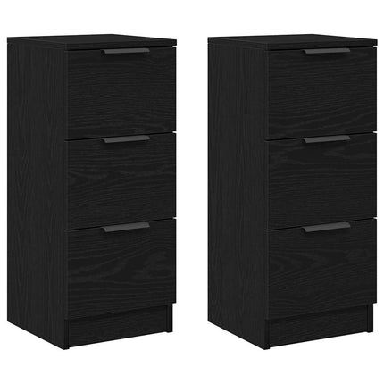 Sideboard 2 pcs Svart Ek 30 x 30 x 70 cm Konstruerat trä