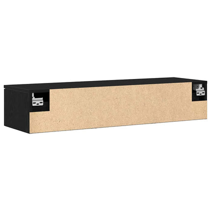 Väggskåp med låda Svart Ek 102 x 30 x 20 cm Konstruerat trä