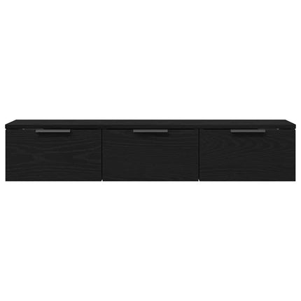 Väggskåp med låda Svart Ek 102 x 30 x 20 cm Konstruerat trä