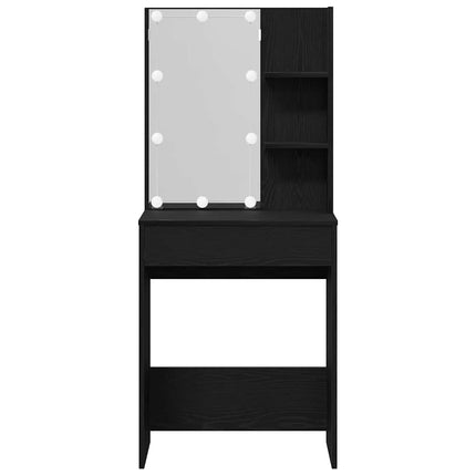 Smyckebord med låda Svart Ek 60 x 40 x 140 cm Konstruerat trä