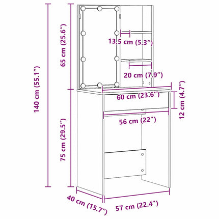 Smyckebord Svart Ek 60 x 40 x 140 cm Konstruerat trä