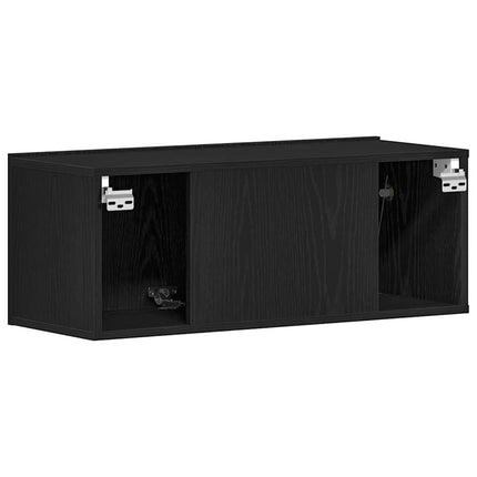 TV-skåp 2 pcs Svart Ek 80 x 30 x 30 cm Konstruerat trä
