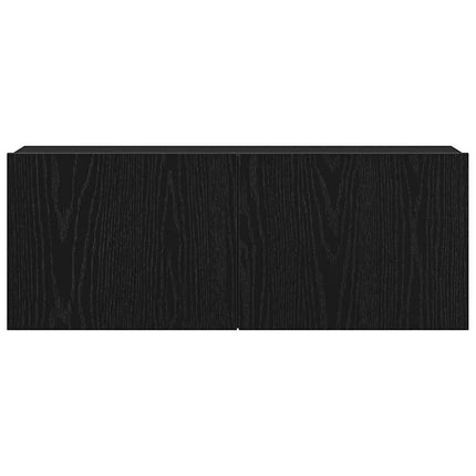 TV-skåp 2 pcs Svart Ek 80 x 30 x 30 cm Konstruerat trä
