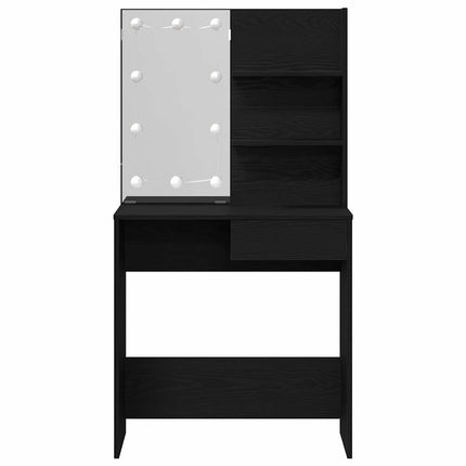 Smyckebord med låda Svart Ek 74,5 x 40 x 141 cm Konstruerat trä