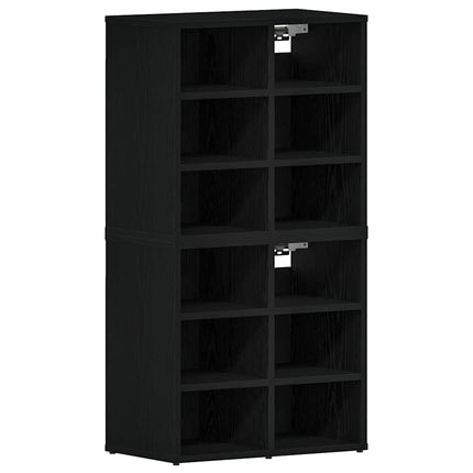 Skoskåp 2 pcs Svart Ek 52 x 30 x 50,5 cm Konstruerat trä