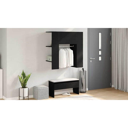 Hallway skåp Svart Ek 97,5 x 37 x 99 cm Konstruerat trä