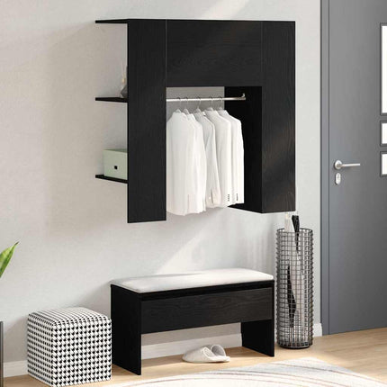 Hallway skåp Svart Ek 97,5 x 37 x 99 cm Konstruerat trä