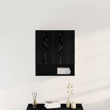 Väggskåp Väggmonterad Svart Ek 60 x 30 x 70 cm Konstruerat trä