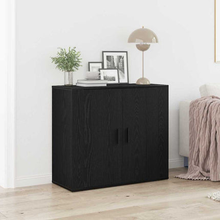 Sideboard Svart Ek 80 x 33 x 70 cm Konstruerat trä