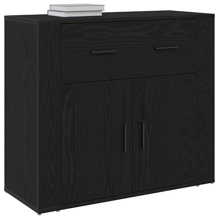 Sideboard med låda Svart Ek 80 x 33 x 70 cm Konstruerat trä