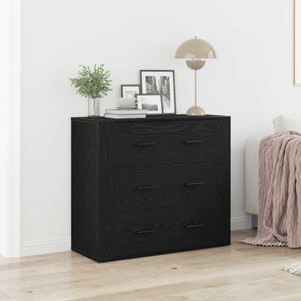 Sideboard Svart Ek 80 x 33 x 70 cm Konstruerat trä