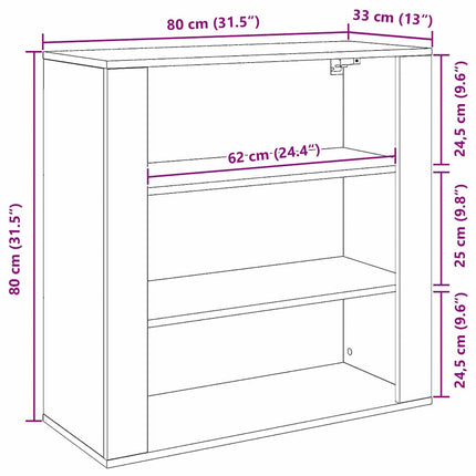 Väggskåp med hylla Svart Ek 80 x 33 x 80 cm Konstruerat trä