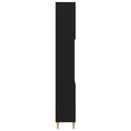 Badrumsskåp med hylla Svart Ek 30 x 30 x 190 cm Konstruerat trä