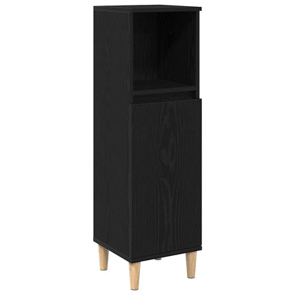 Badrumsskåp med hylla Svart Ek 30 x 30 x 100 cm Konstruerat trä