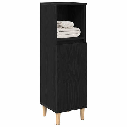 Badrumsskåp med hylla Svart Ek 30 x 30 x 100 cm Konstruerat trä