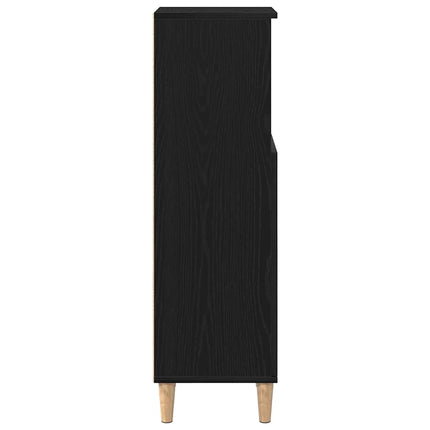 Badrumsskåp med hylla Svart Ek 30 x 30 x 100 cm Konstruerat trä