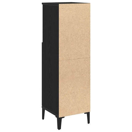 Badrumsskåp med hylla Svart Ek 30 x 30 x 100 cm Konstruerat trä