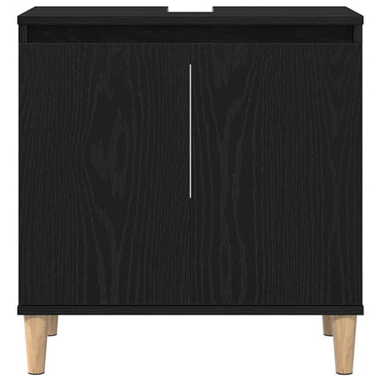 Badrumsskåp med handfat Svart Ek 58 x 33 x 60 cm
