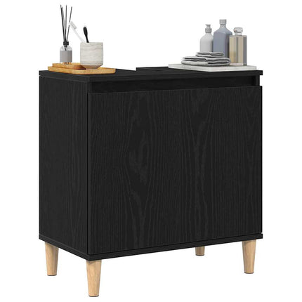 Badrumsskåp med handfat Svart Ek 58 x 33 x 60 cm