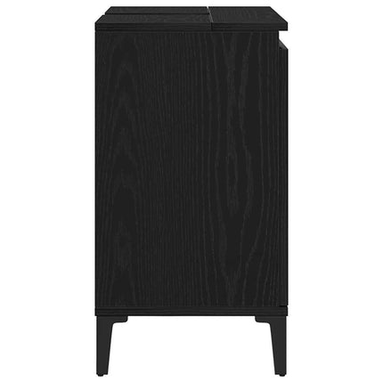 Badrumsskåp med handfat Svart Ek 58 x 33 x 60 cm