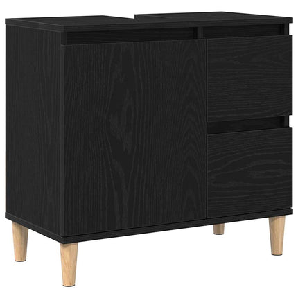 Badrumsskåp med låda Svart Ek 65 x 33 x 60 cm Konstruerat trä