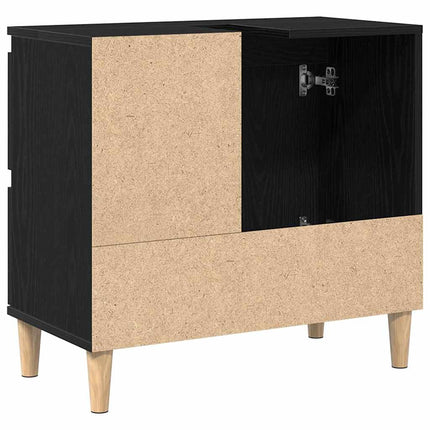 Badrumsskåp med låda Svart Ek 65 x 33 x 60 cm Konstruerat trä